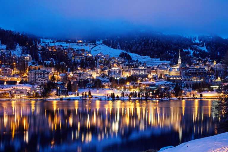 St. Moritz resort at night