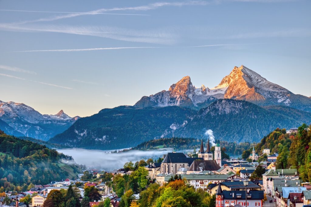 The city of Berchtesgaden and Mount Watzmann